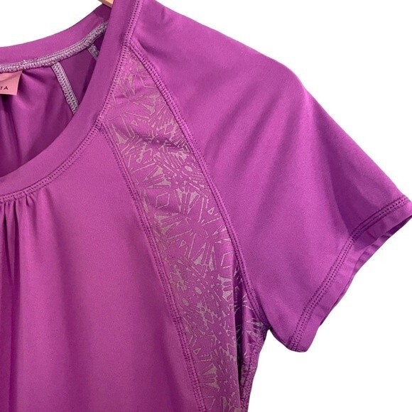 Athleta Ruched Activewear Tee Beet Purple Women’s Size Small Workout Athleisure - Picture 4 of 10